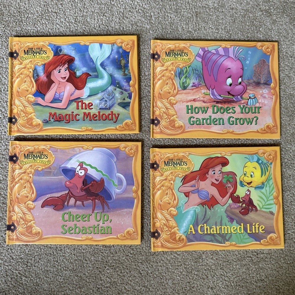Disney Little Mermaid Ariel Treasure Chest Book Lot Of 4 HC Excellent Like‎ New